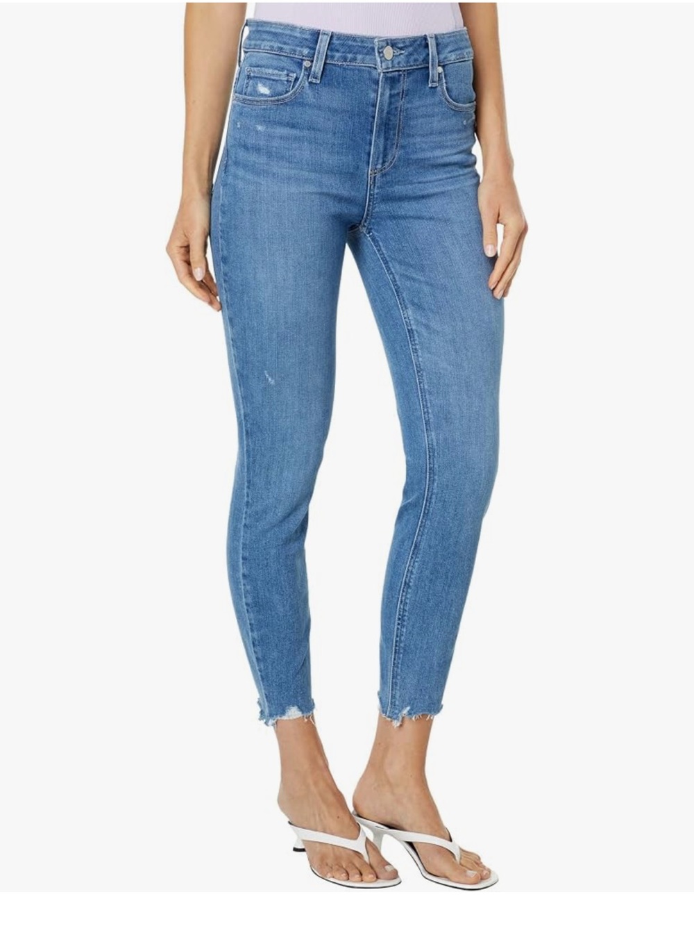 PAIGE Huxton Ankle High-Rise Skinny Jeans in Medium Blue